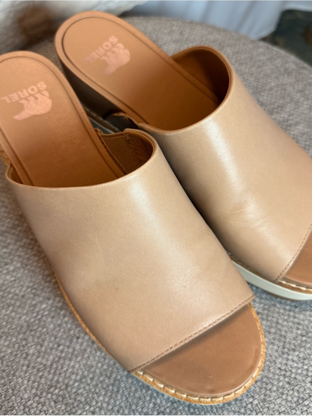 Sorel Women's Janie Iv Slide Wedge in Honest Beige, Size 8.5